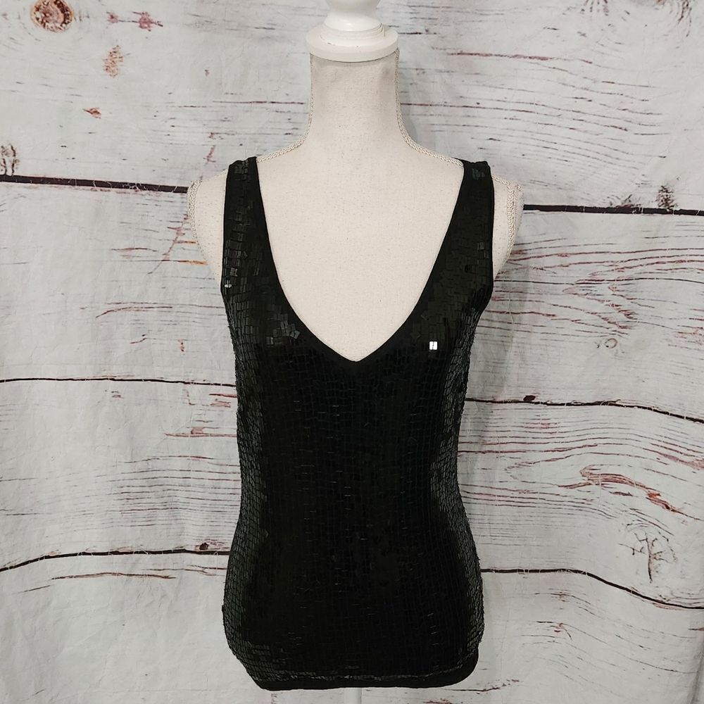 White+Warren Sequins Silk & Angora Tank Top Size Medium